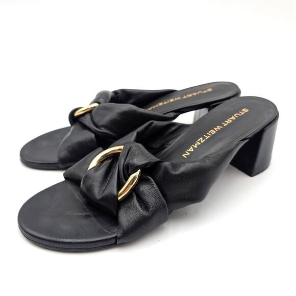 Stuart Weitzman Cece Block Heel Sandal Women's Open Toe Black Size US8B EU38.5 - Picture 14 of 14